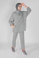 Vêtements hijab GRIS COSTUME PANTALON ZIPPÉ 7607
