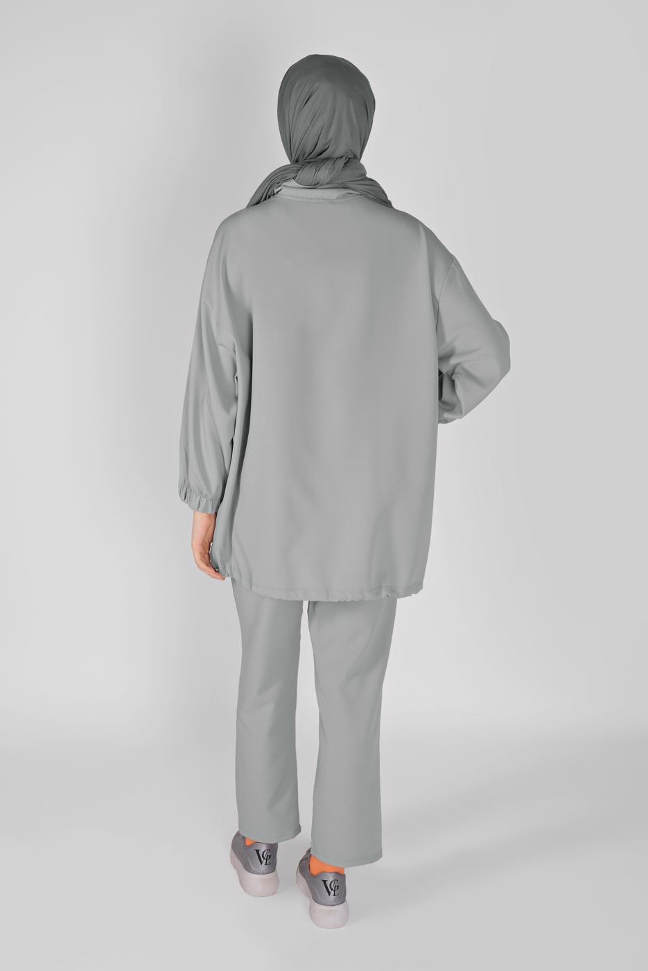 Vêtements hijab GRIS COSTUME PANTALON ZIPPÉ 7607