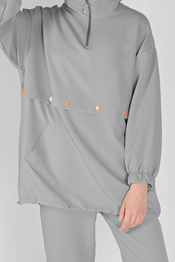 Vêtements hijab  ZIPPERED PANTS SUIT WITH SMOCKING HEM 7607  - TRENDTESETTÜR