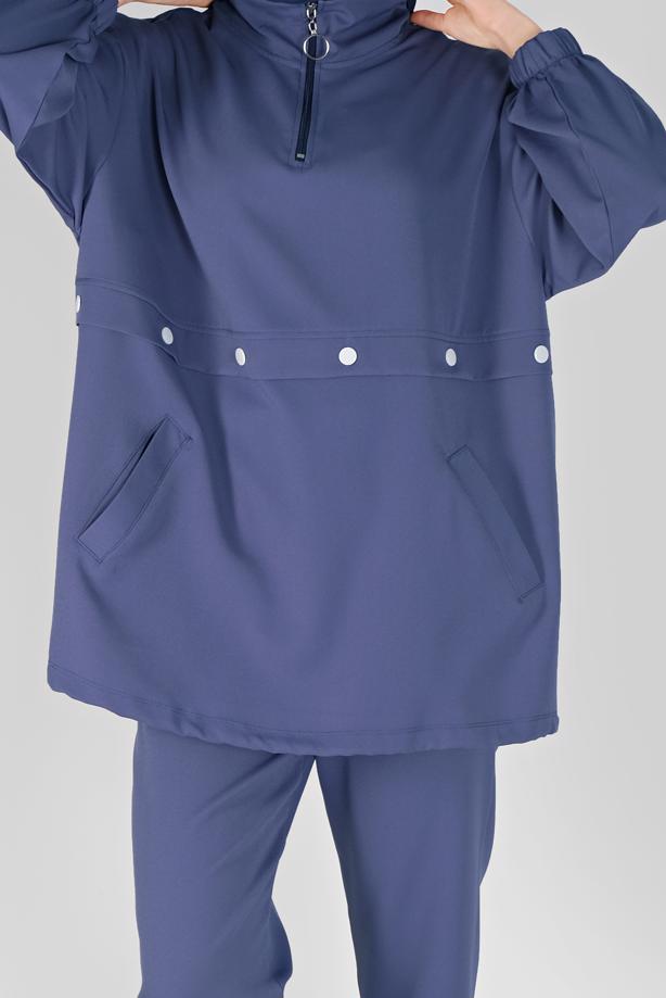 Vêtements hijab  ZIPPERED PANTS SUIT WITH SMOCKING HEM 7607  - TRENDTESETTÜR