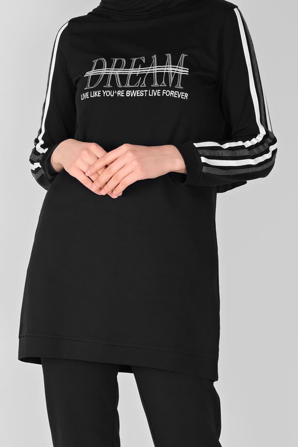 Hijab-Kleidung  NAKIŞ DETAYLI PANTOLONLU EŞOFMAN TAKIM 7619  - TRENDTESETTÜR