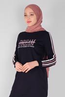 Vêtements hijab BLEU MARINE ENSEMBLE DE SURVÊTEMENT AVEC BRODERIE AVEC PANTALON 7619