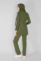 Vêtements hijab VERT ENSEMBLE DE SURVÊTEMENT AVEC BRODERIE AVEC PANTALON 7619