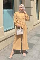 Tesettür giyim KAHVE ÖNDEN DÜĞMELİ PANTOLONLU TAKIM T 7810