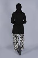 Tesettür giyim SİYAH ZEBRA DESENLİ PANTOLONLU TAKIM 7866 