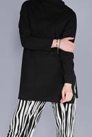 Tesettür giyim SİYAH ZEBRA DESENLİ PANTOLONLU TAKIM 7866 