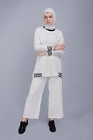 Hijab clothing WHITE STRIPED TROUSERS SUIT  8131
