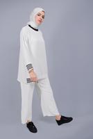 Hijab clothing WHITE STRIPED TROUSERS SUIT  8131