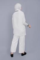 Hijab clothing WHITE STRIPED TROUSERS SUIT  8131