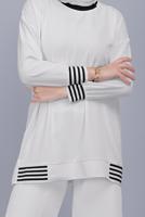 Hijab clothing WHITE STRIPED TROUSERS SUIT  8131