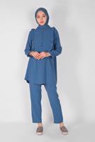 Vêtements hijab BLEU MARINE T 8366 NSS-2′Lİ PANT. TAKIM