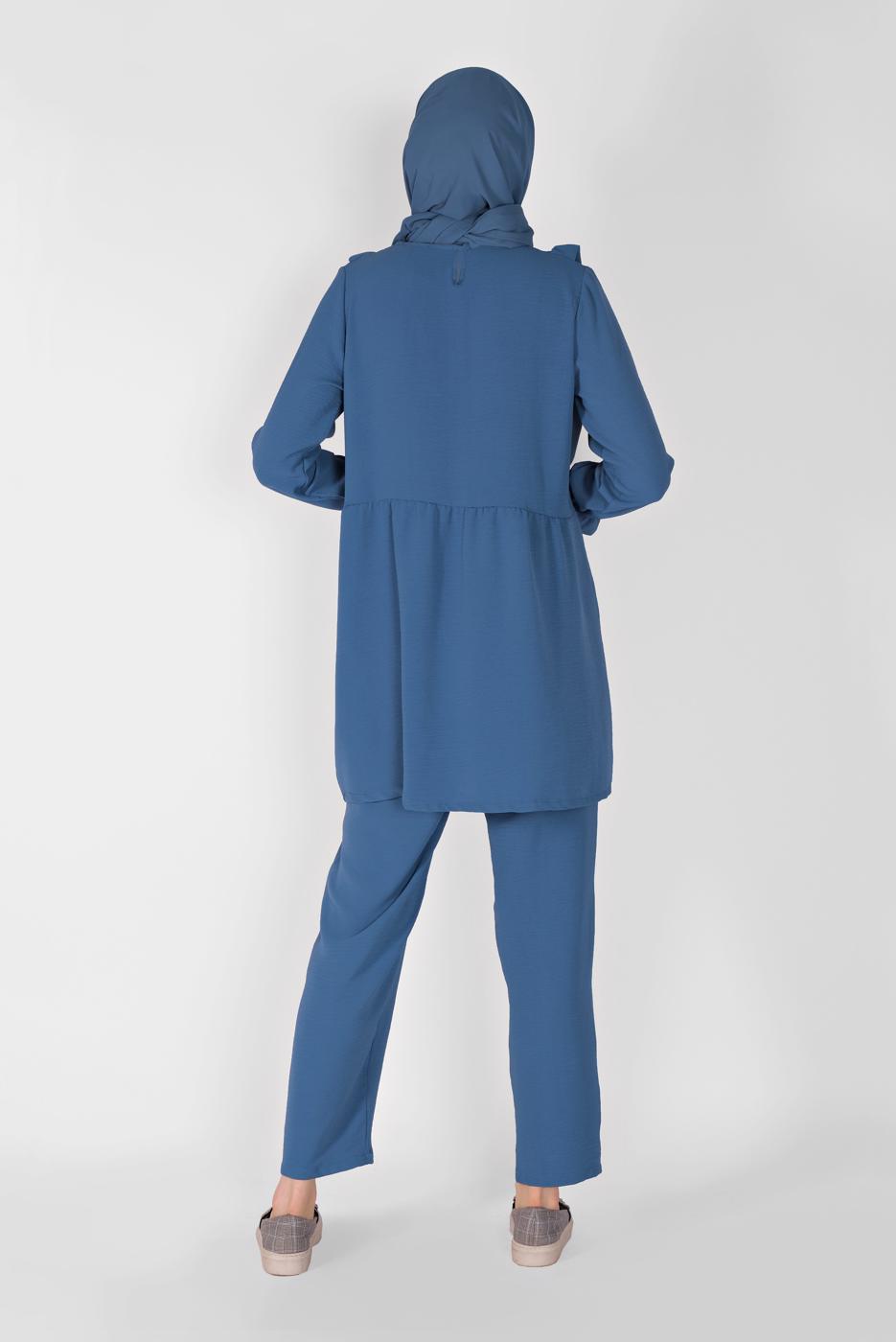 Vêtements hijab BLEU MARINE T 8366 NSS-2′Lİ PANT. TAKIM