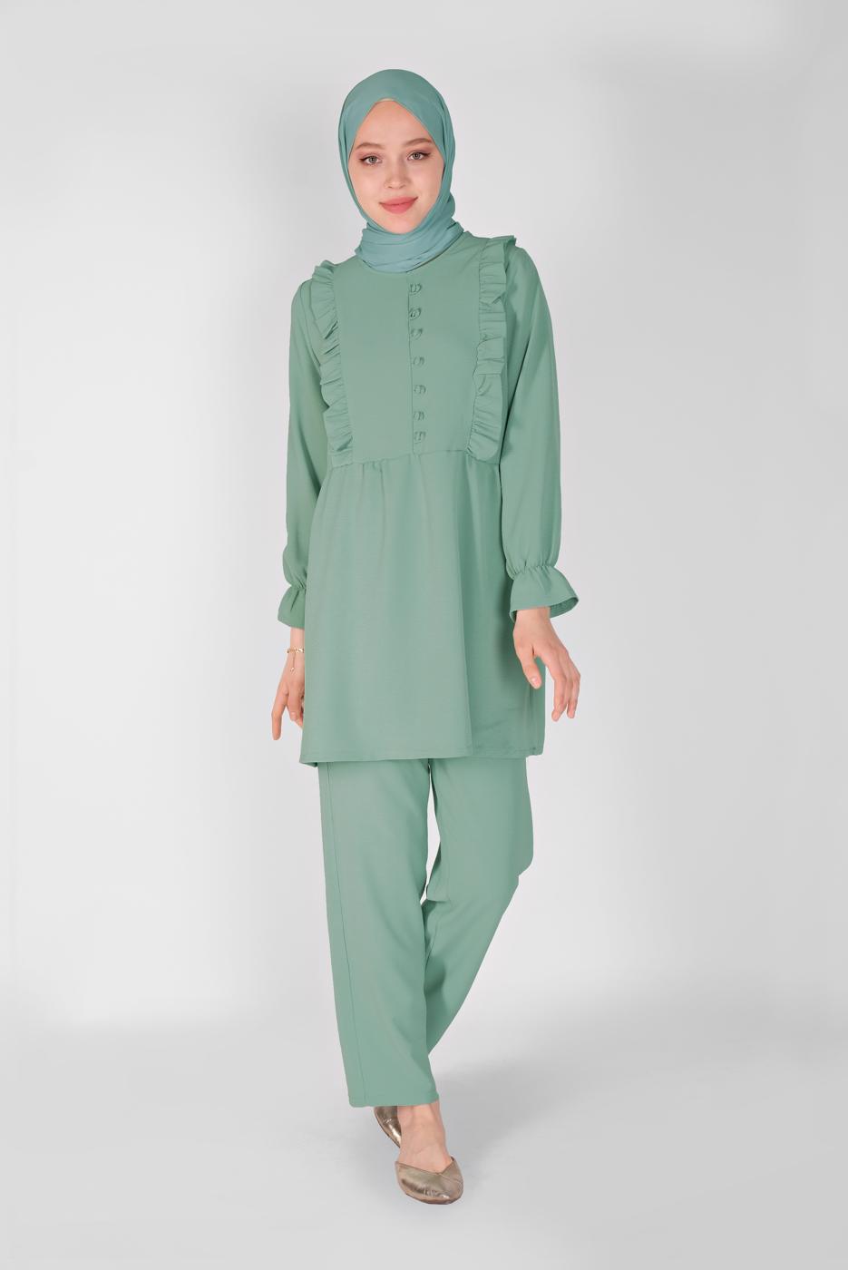 Vêtements hijab VERT T 8366 NSS-2&prime;Lİ PANT. TAKIM