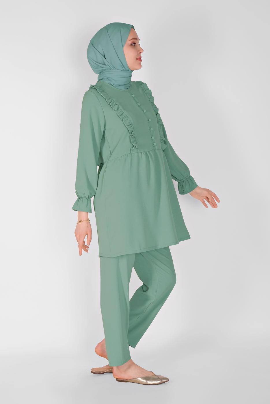Vêtements hijab VERT T 8366 NSS-2′Lİ PANT. TAKIM