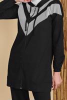 Tesettür giyim SİYAH FİLELİ PANTOLONLU EŞOFMAN TAKIM  8455 