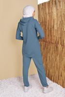 Tesettür giyim MAVİ FİLELİ PANTOLONLU EŞOFMAN TAKIM  8455 
