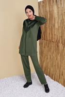 Tesettür giyim HAKİ FİLELİ PANTOLONLU EŞOFMAN TAKIM  8455 