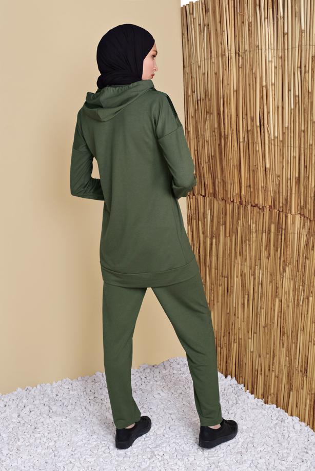 Vêtements hijab  MESH DETAIL TRACKSUIT SET WITH PANTS 8455  - TRENDTESETTÜR