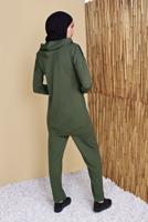 Tesettür giyim HAKİ FİLELİ PANTOLONLU EŞOFMAN TAKIM  8455 