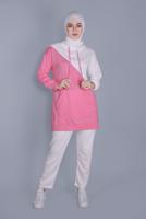 Tesettür giyim BEYAZ İKİ RENK KOMBİNLİ PANTOLONLU TAKIM  8766 