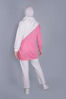 Tesettür giyim BEYAZ İKİ RENK KOMBİNLİ PANTOLONLU TAKIM  8766 