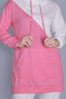 Tesettür giyim BEYAZ İKİ RENK KOMBİNLİ PANTOLONLU TAKIM  8766 