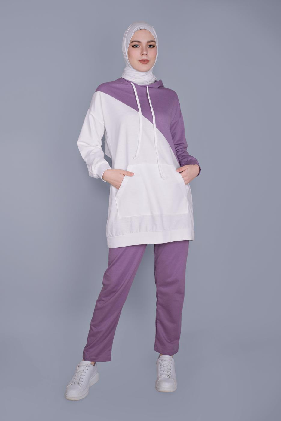 Hijab clothing PURPLE PANTS SUIT 8766 
