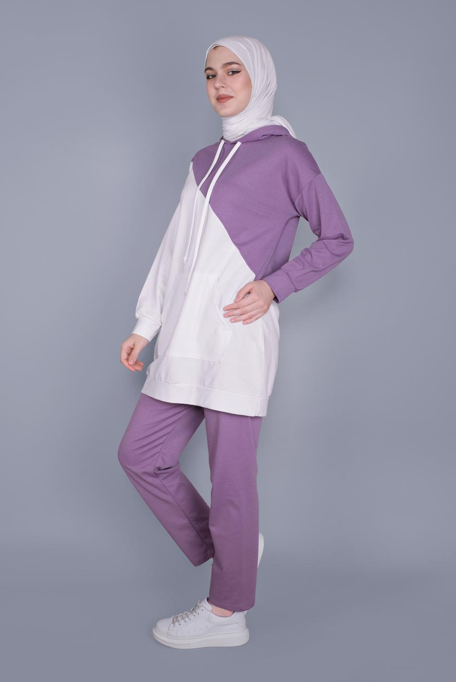 Hijab clothing PURPLE PANTS SUIT 8766 