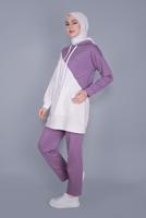 Hijab clothing PURPLE PANTS SUIT 8766 