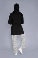 Tesettür giyim SİYAH LEOPAR DESENLİ İKİLİ PANTOLONLU TAKIM 8866 
