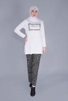 Hijab clothing CREAM LEOPARD PRINT TROUSERS SUIT 8866 