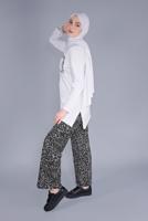 Hijab clothing CREAM LEOPARD PRINT TROUSERS SUIT 8866 