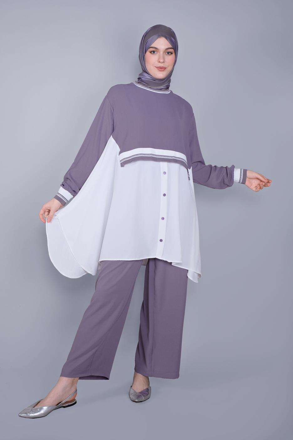 Hijab clothing PURPLE PANTS SUIT  9004 
