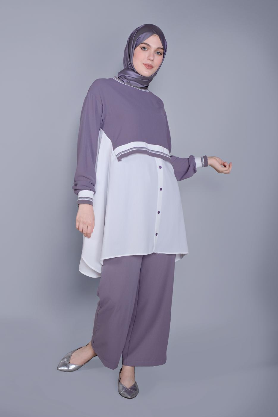 Hijab clothing PURPLE PANTS SUIT  9004 