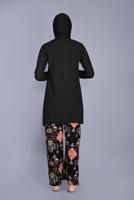 Hijab clothing BLACK ETHNIC PRINT SUIT WITH PANTS 9076