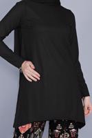 Hijab clothing BLACK ETHNIC PRINT SUIT WITH PANTS 9076