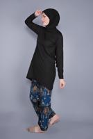 Tesettür giyim LACİVERT ETNİK DESENLİ PANTOLONLU TAKIM 9076 