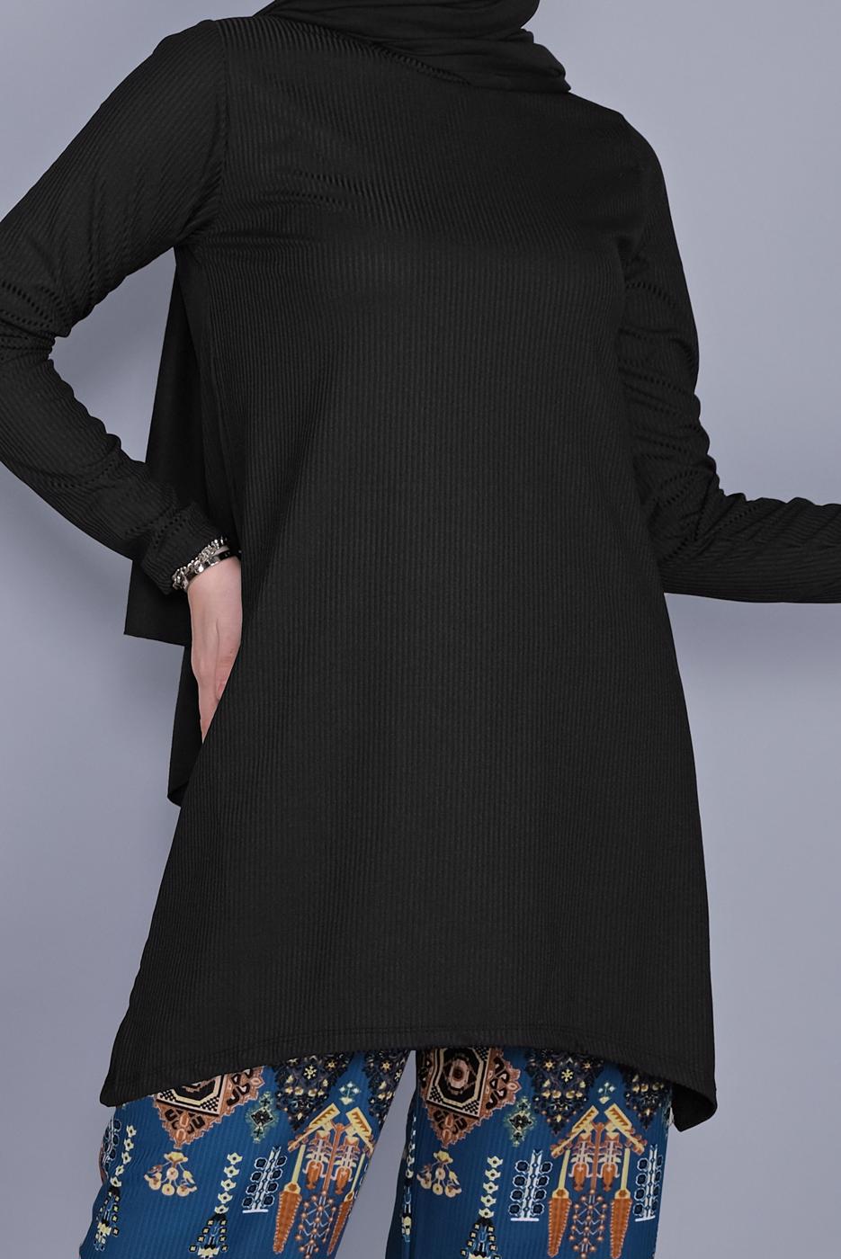 Tesettür giyim LACİVERT ETNİK DESENLİ PANTOLONLU TAKIM 9076 