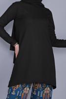 Tesettür giyim LACİVERT ETNİK DESENLİ PANTOLONLU TAKIM 9076 