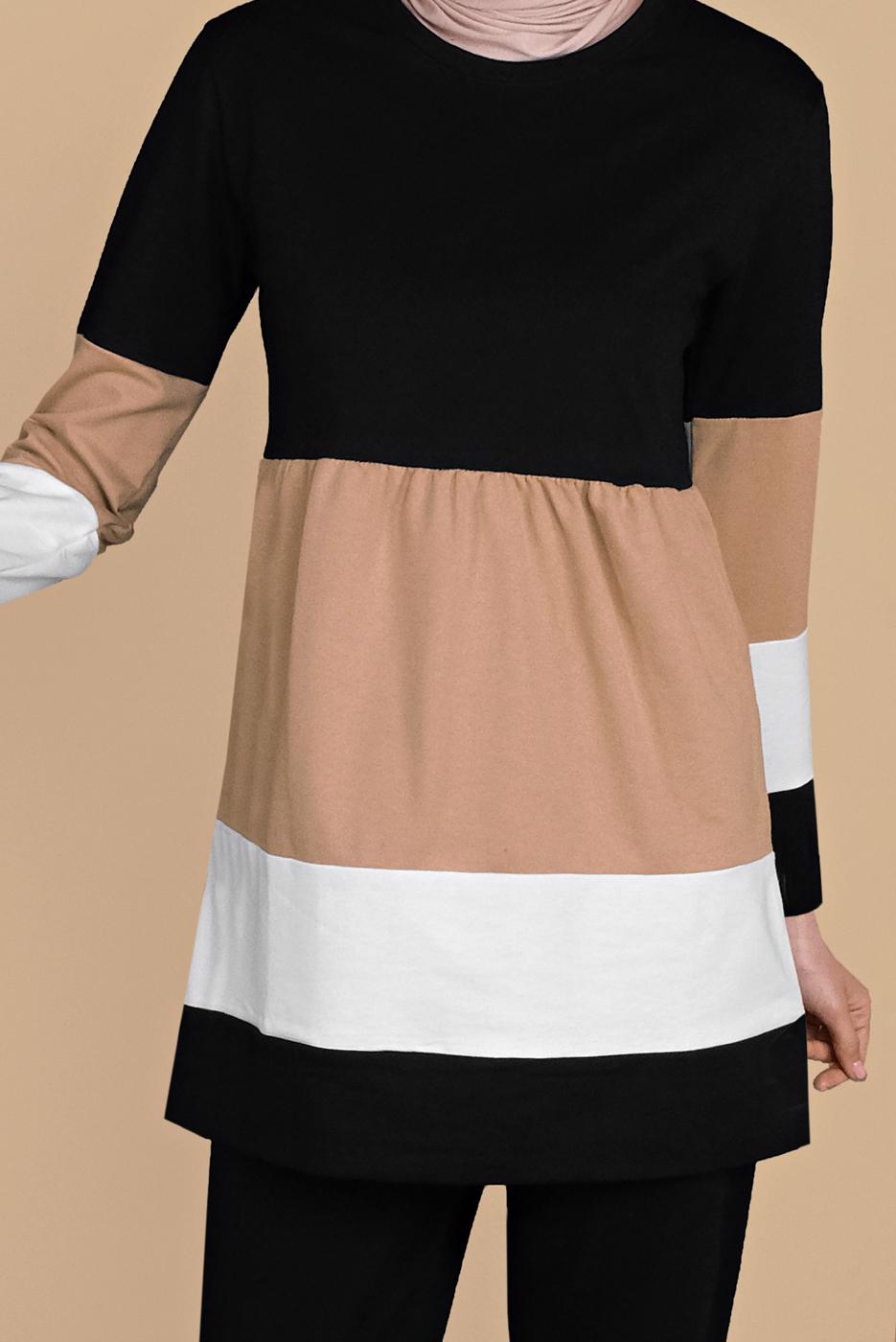 Vêtements hijab NOIR SURVÊTEMENTS TROIS COULEURS 9355 