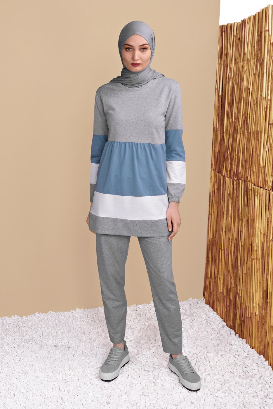 Vêtements hijab GRIS SURVÊTEMENTS TROIS COULEURS 9355 