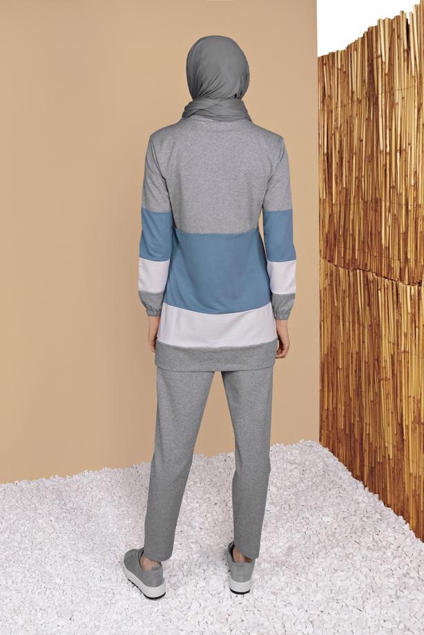Vêtements hijab  THREE COLOR TRACKSUIT SET 9355 - TRENDTESETTÜR