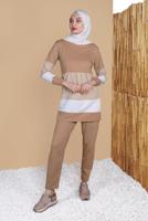 Hijab clothing BROWN THREE COLOR TRACKSUIT SET 9355