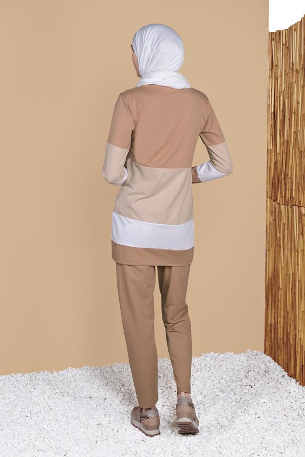 Vêtements hijab  THREE COLOR TRACKSUIT SET 9355 - TRENDTESETTÜR