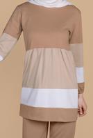 Hijab clothing BROWN THREE COLOR TRACKSUIT SET 9355