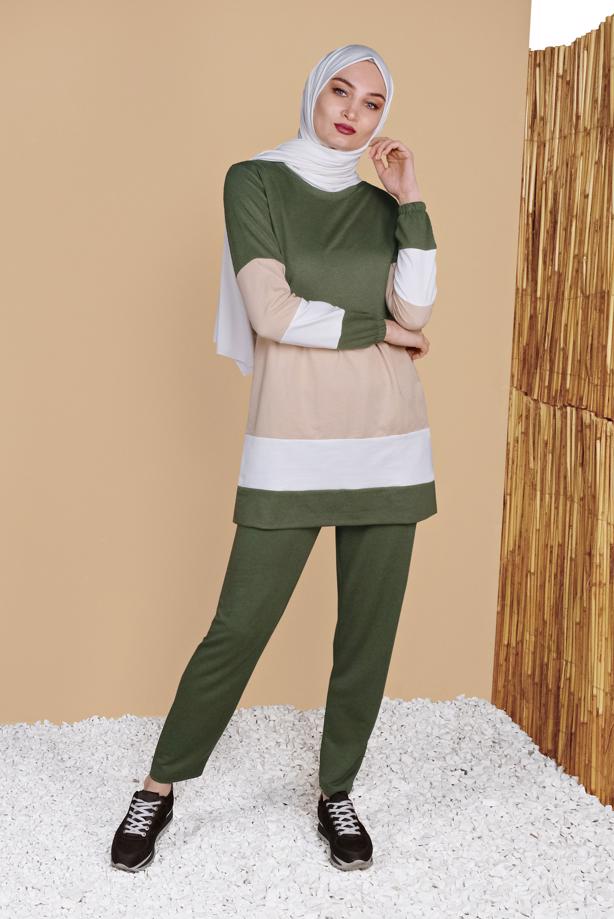 Vêtements hijab  THREE COLOR TRACKSUIT SET 9355 - TRENDTESETTÜR