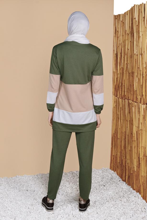 Vêtements hijab  THREE COLOR TRACKSUIT SET 9355 - TRENDTESETTÜR