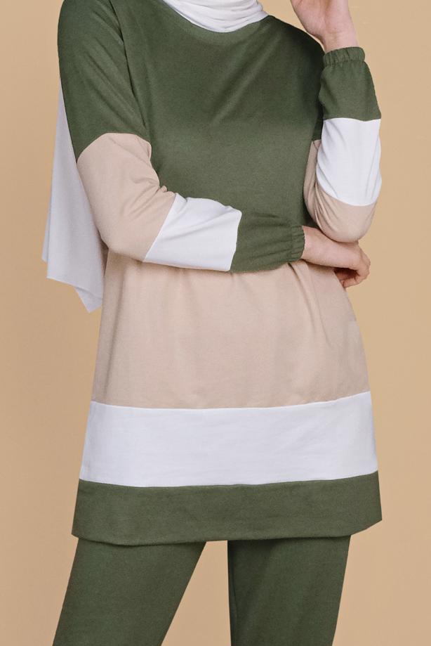 Vêtements hijab  THREE COLOR TRACKSUIT SET 9355 - TRENDTESETTÜR