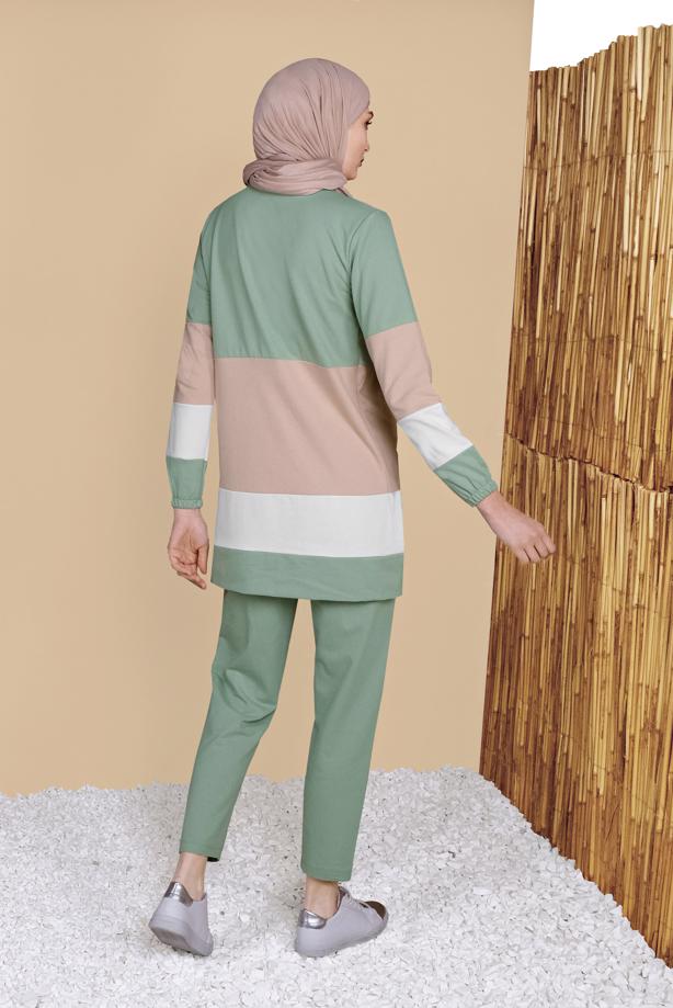 Vêtements hijab  THREE COLOR TRACKSUIT SET 9355 - TRENDTESETTÜR