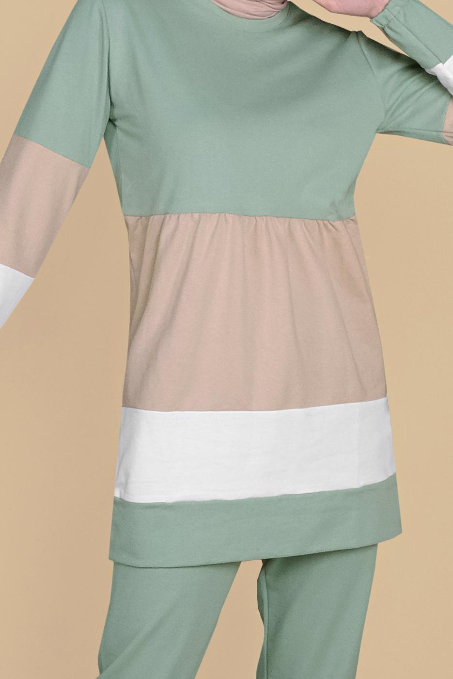 Vêtements hijab VERT SURVÊTEMENTS TROIS COULEURS 9355 